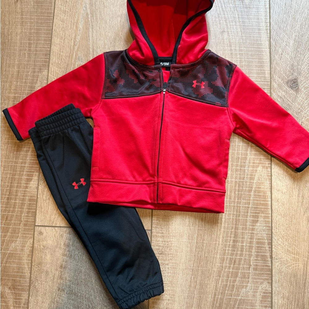Under Armour Red and Black Toddler Tracksuit 6-9 mo
